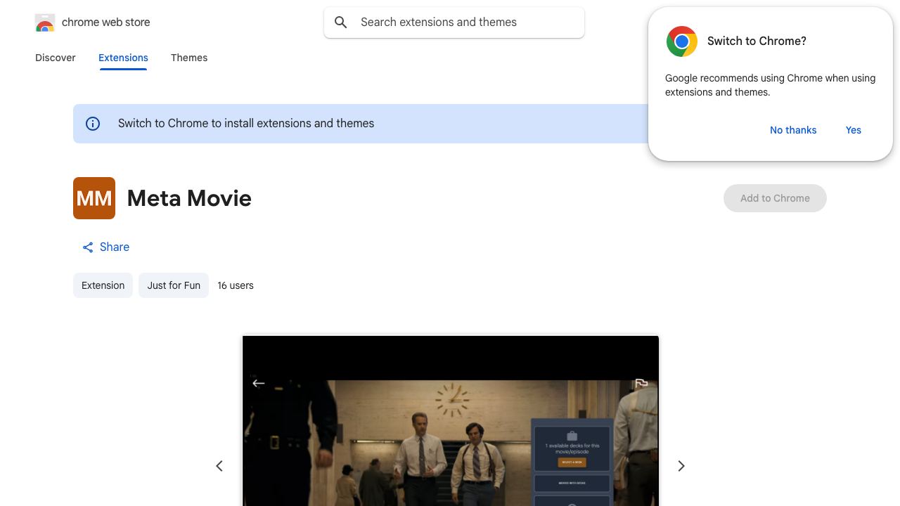 Meta Movie website screenshot