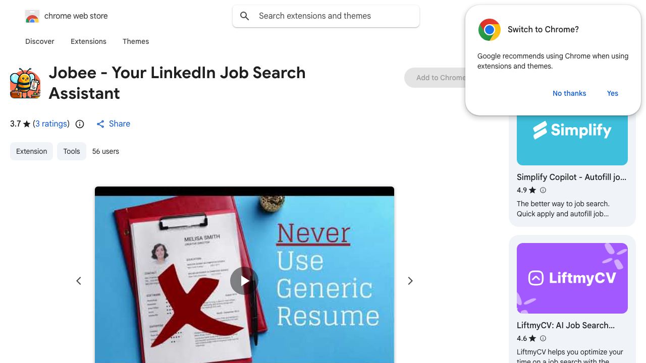 Jobee - Your LinkedIn Job Search Assistant website screenshot