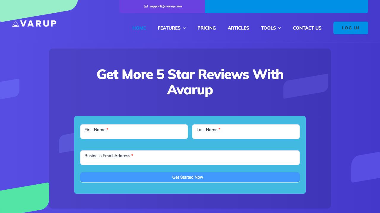 Avarup website screenshot