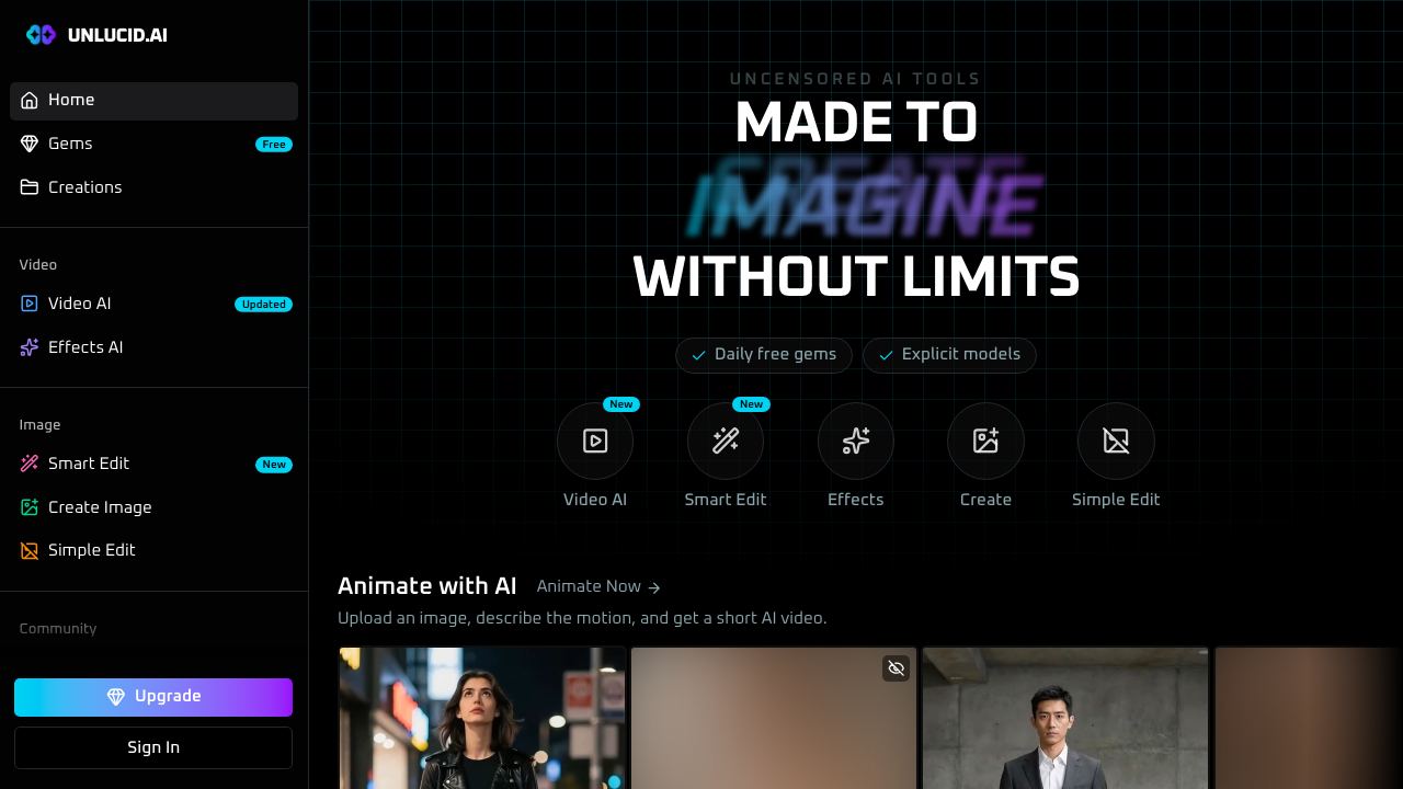 Unlucid AI 网站截图