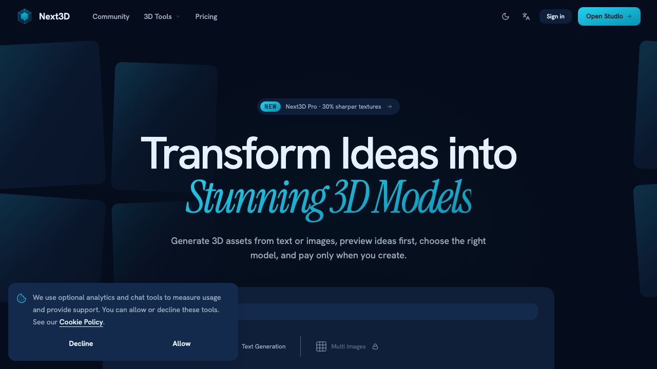 Next3D - AI 3D Model Generator 网站截图