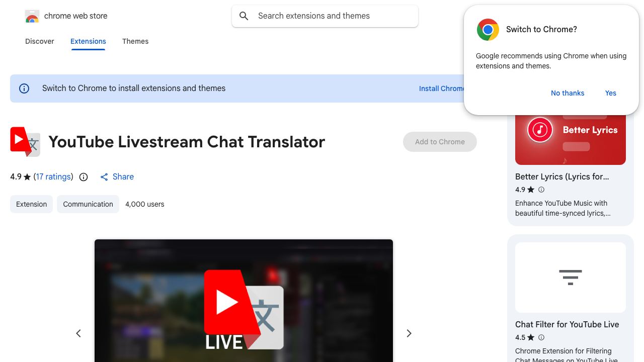 YouTube Livestream Chat Translator 网站截图