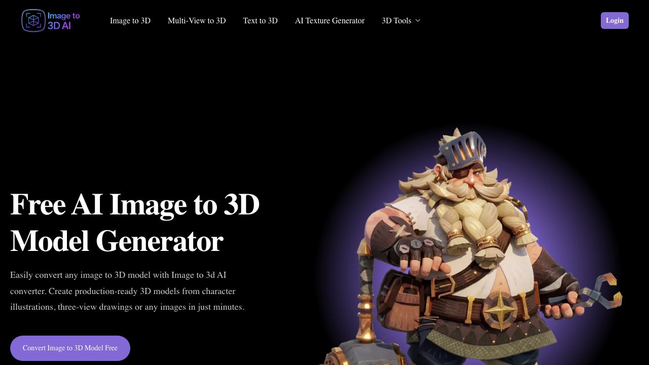 Image to 3D AI 网站截图