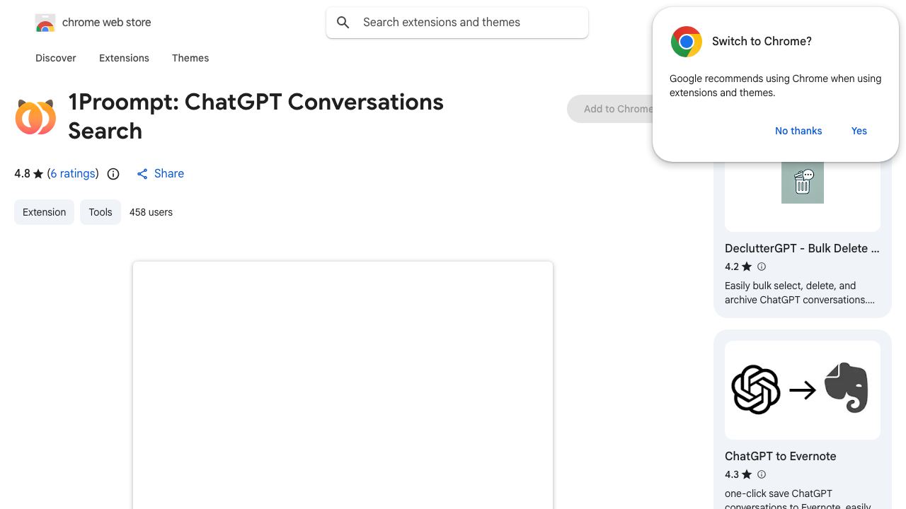 1Proompt: ChatGPT Conversations Search 网站截图