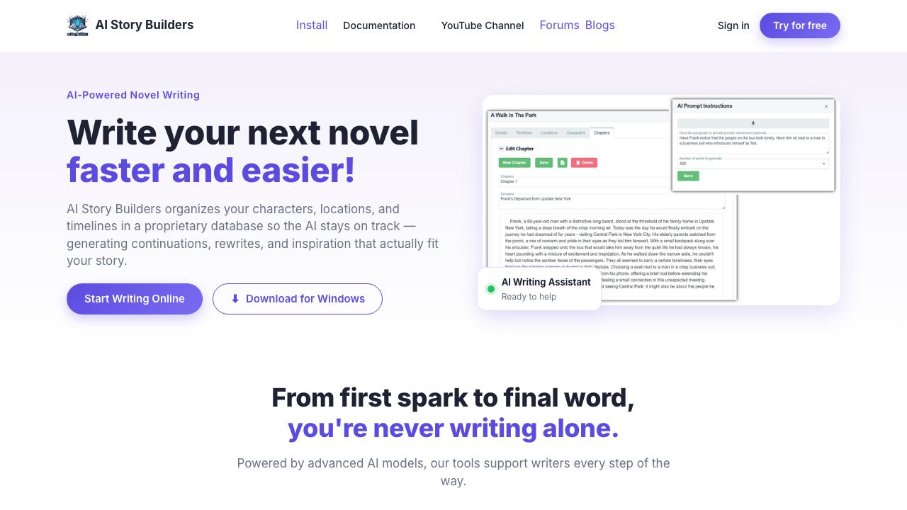 AIStoryBuilders 网站截图