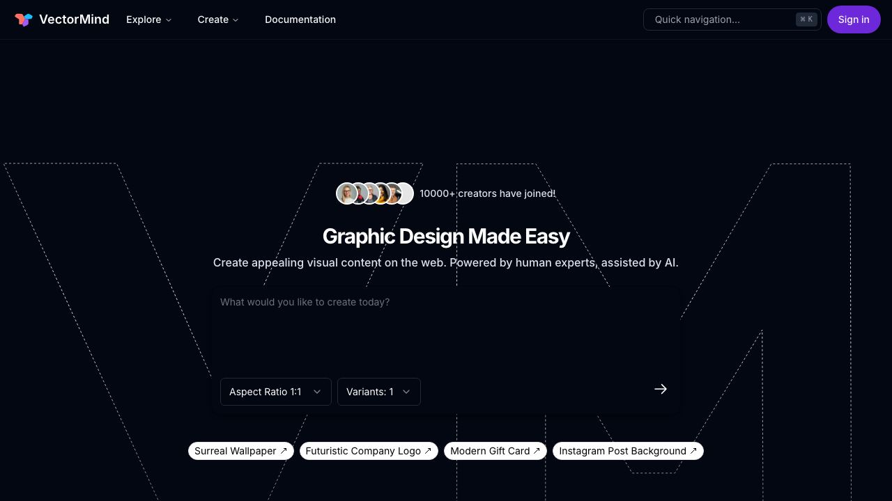 VectorMind AI website screenshot