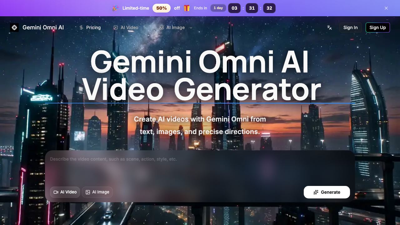 Gemini Omni AI Video 网站截图