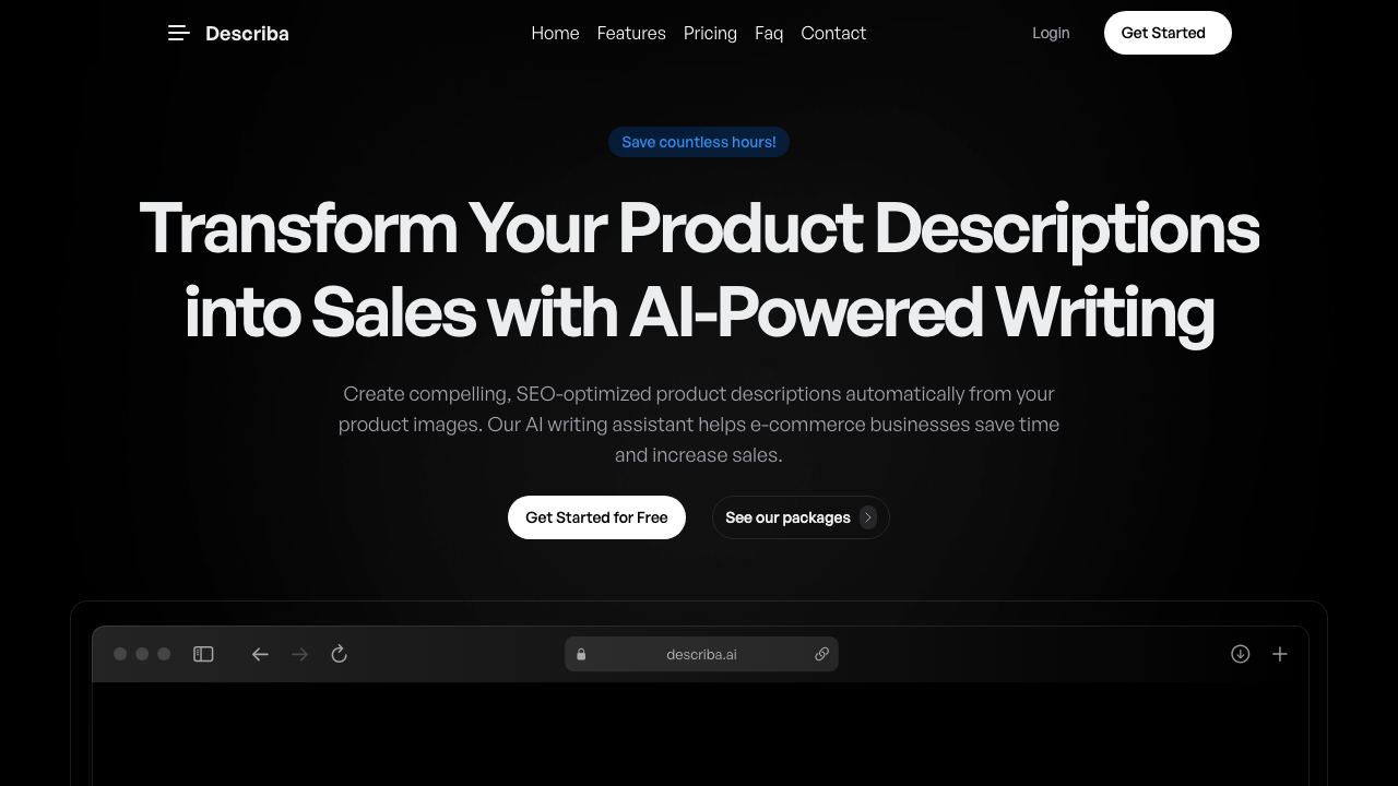 Describa 网站截图