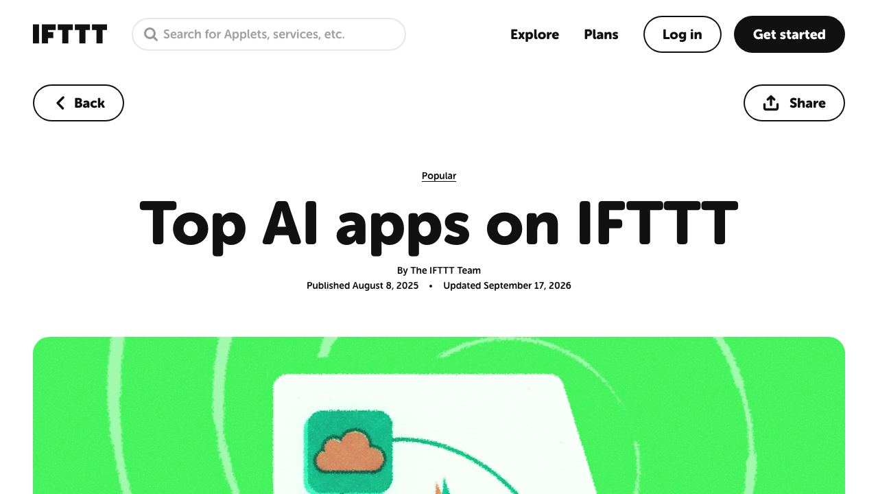 IFTTT AI Services website screenshot