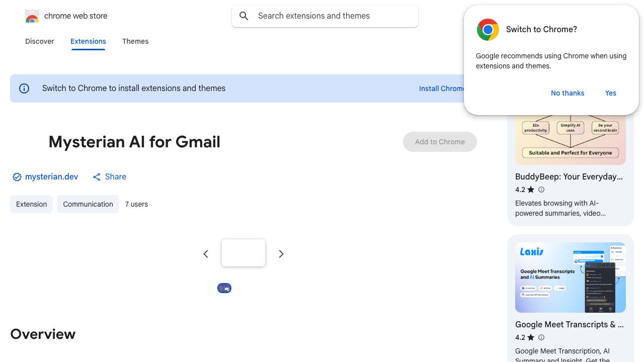 Mysterian AI for Gmail 网站截图