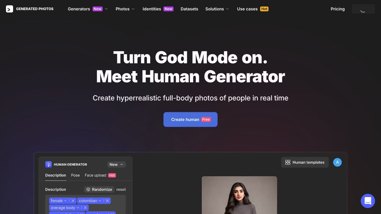 AI Human Generator 网站截图