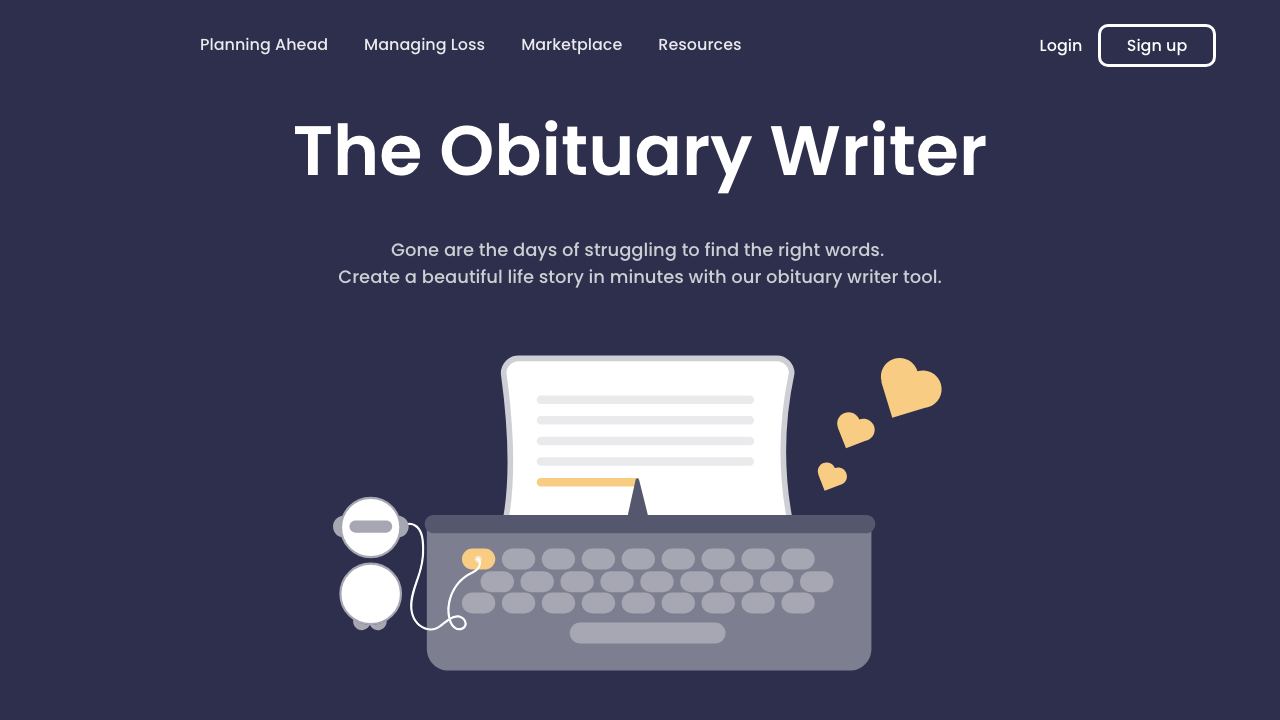Obituary Writer 网站截图