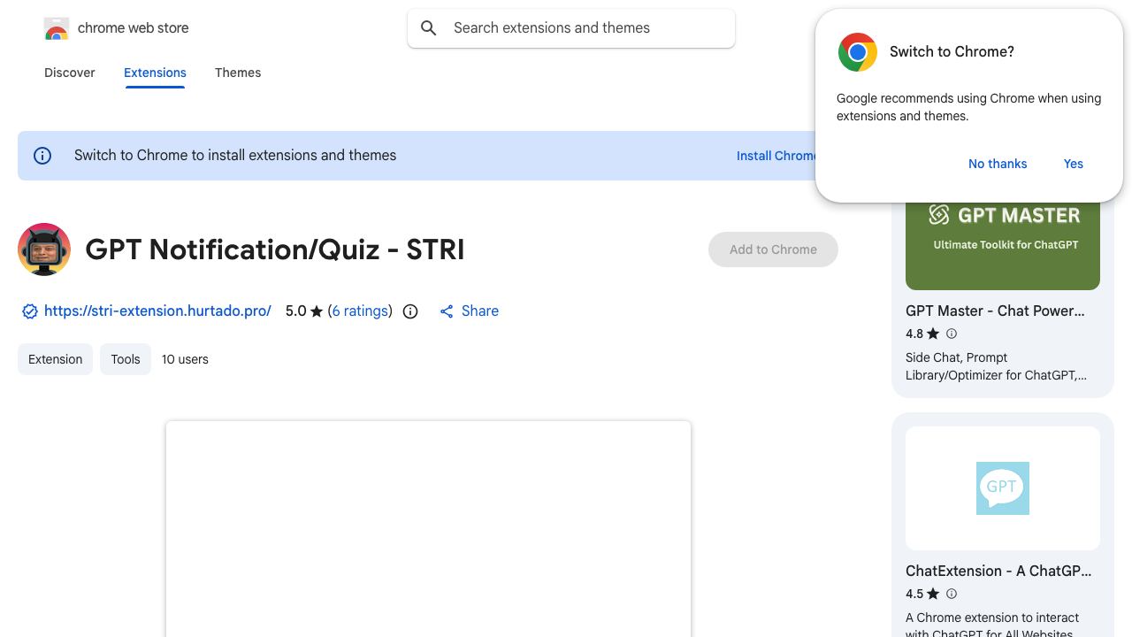 GPT Notification/Quiz - STRI 网站截图