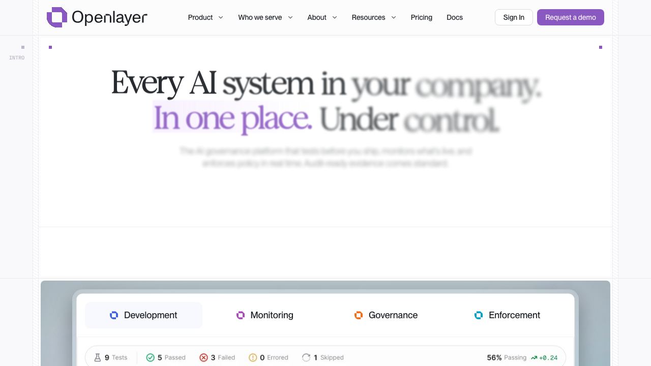 Openlayer website screenshot