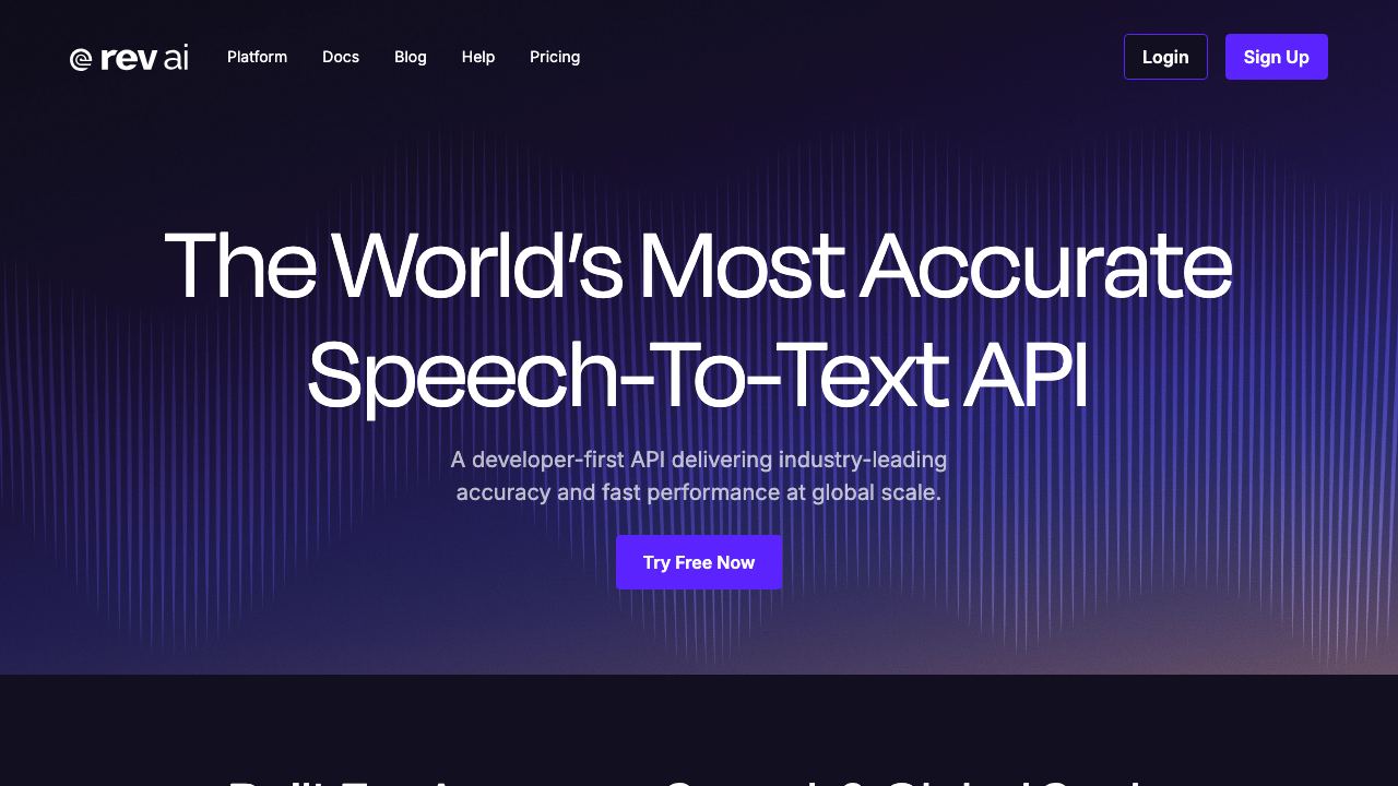 rev.ai website screenshot