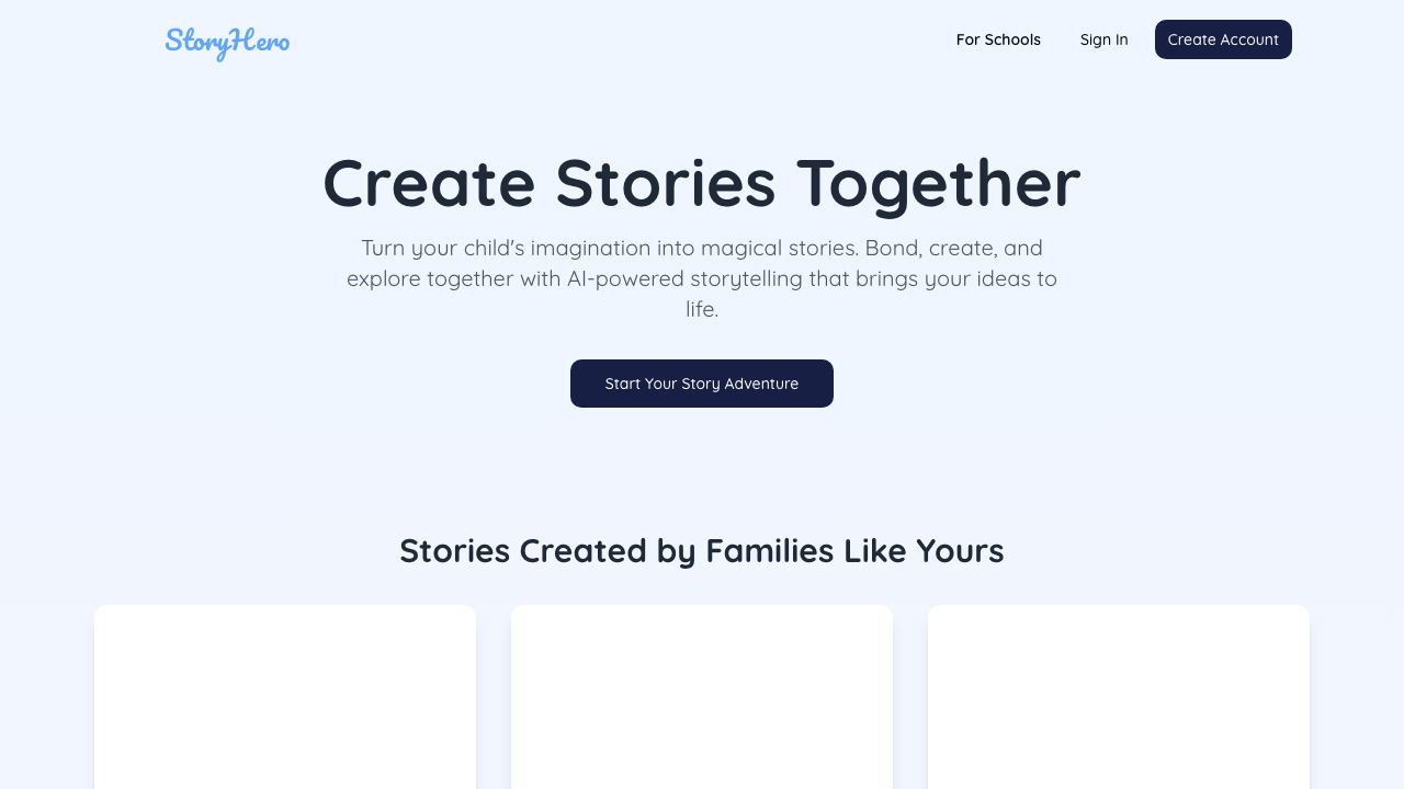 StoryHero website screenshot