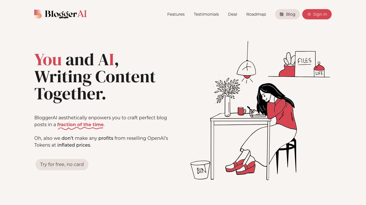 BloggerAI 网站截图