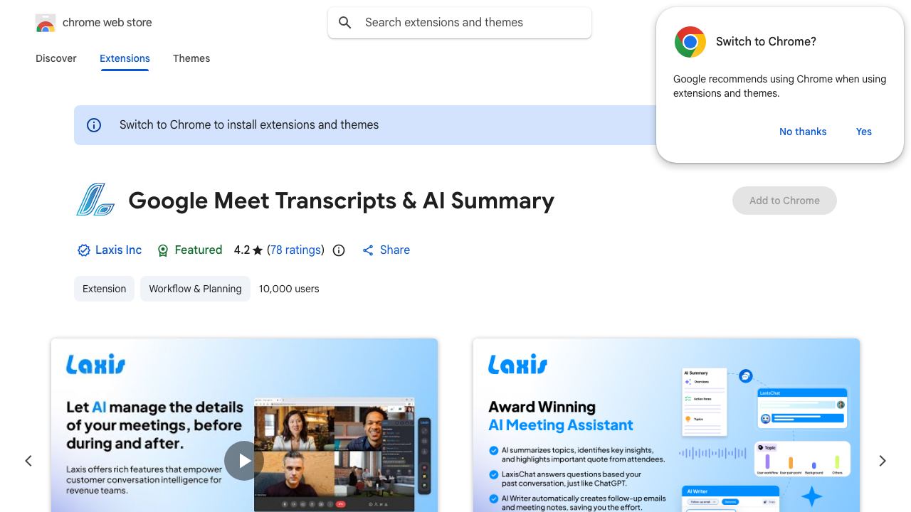 Google Meet Transcripts 网站截图