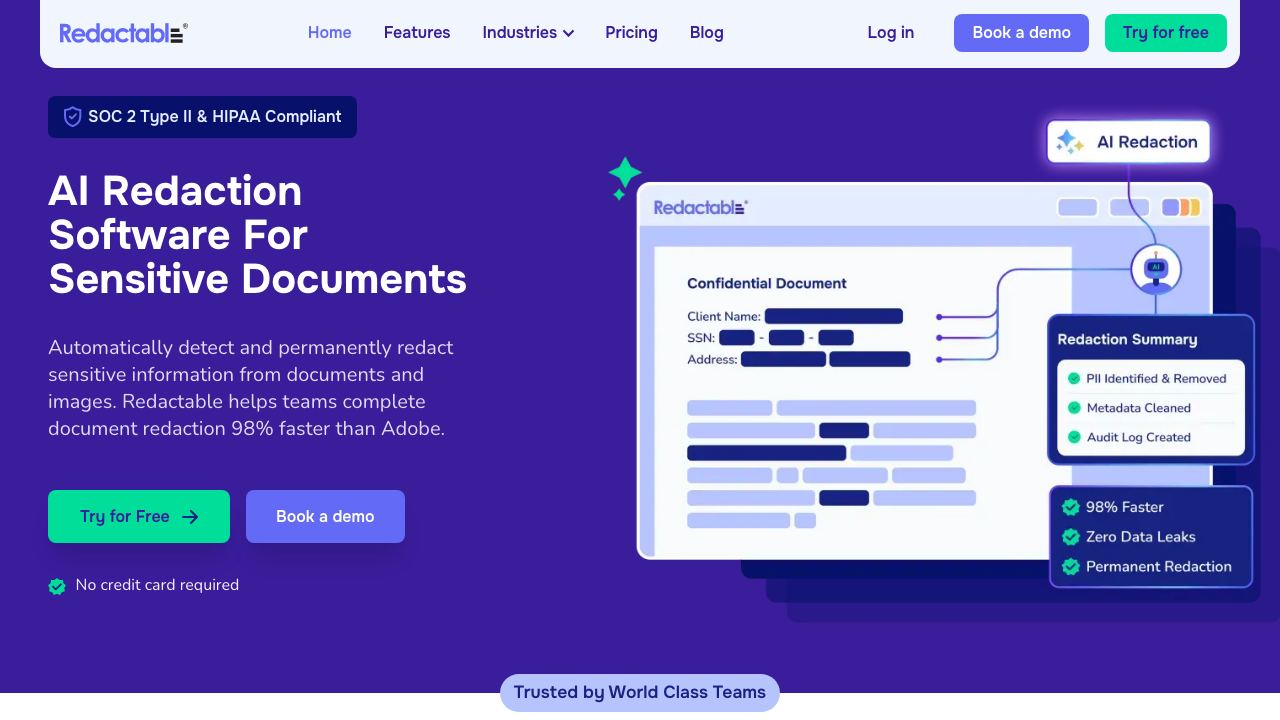 Redactable website screenshot