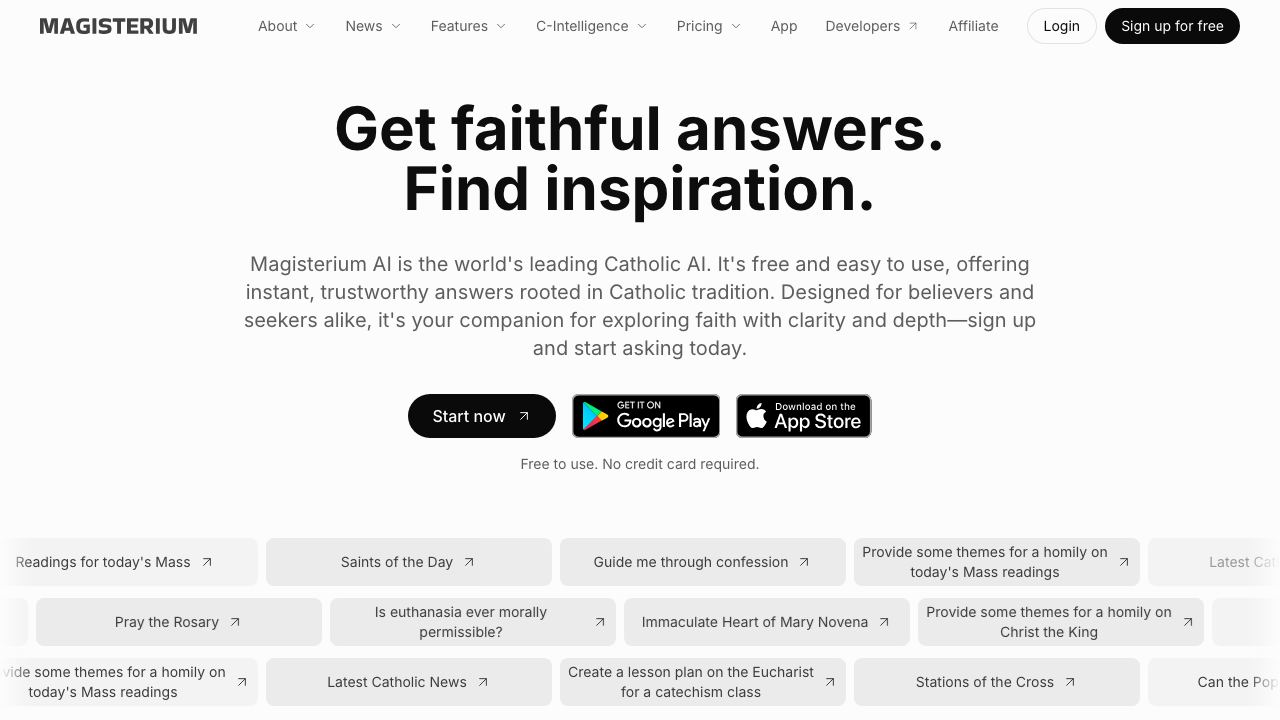 Magisterium AI website screenshot
