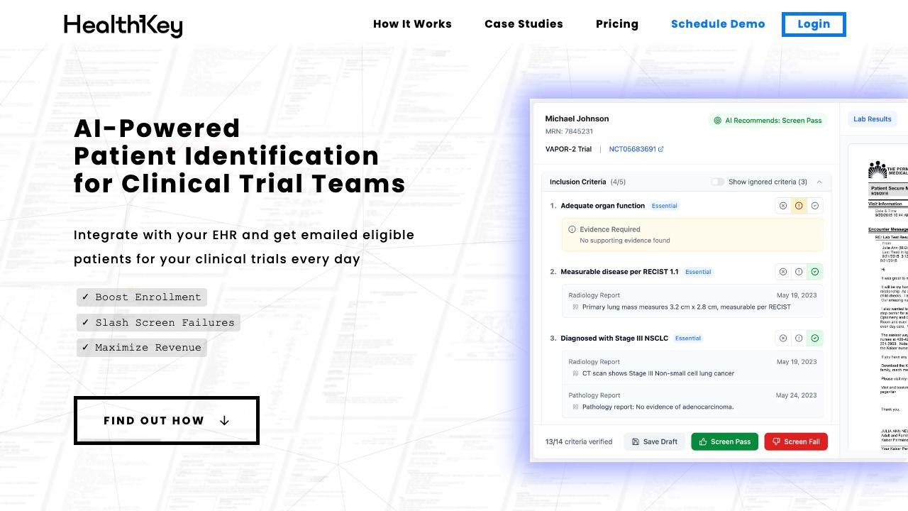 HealthKey 网站截图