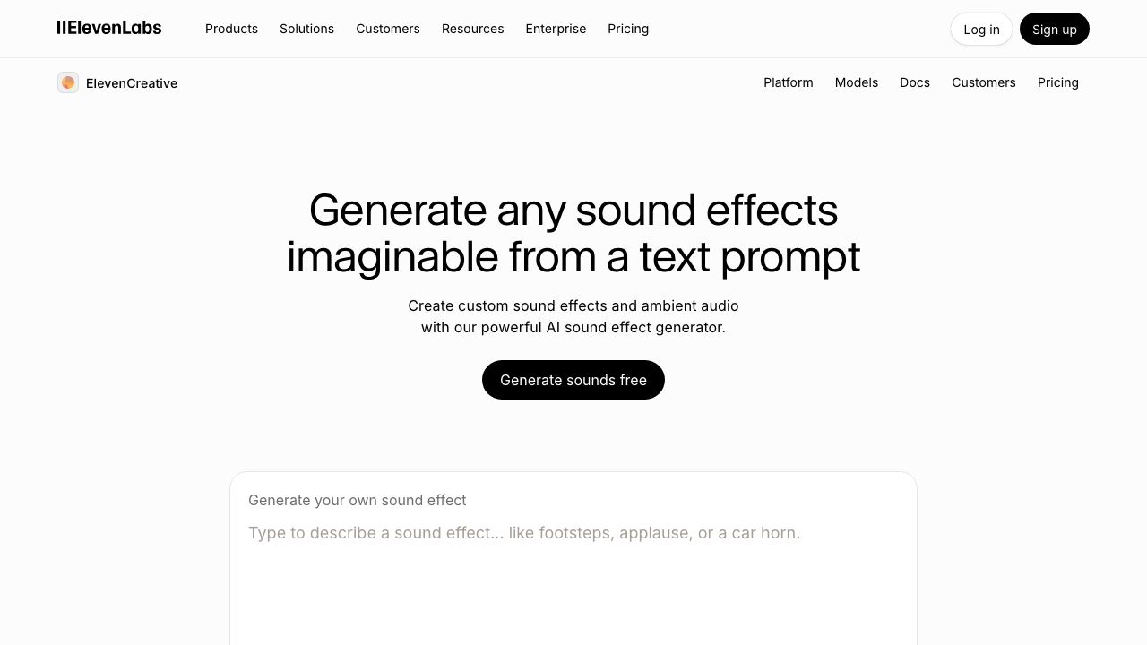 Text to Sound Effects 网站截图