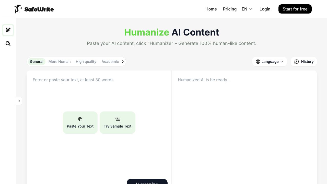 SafeNew AI 网站截图