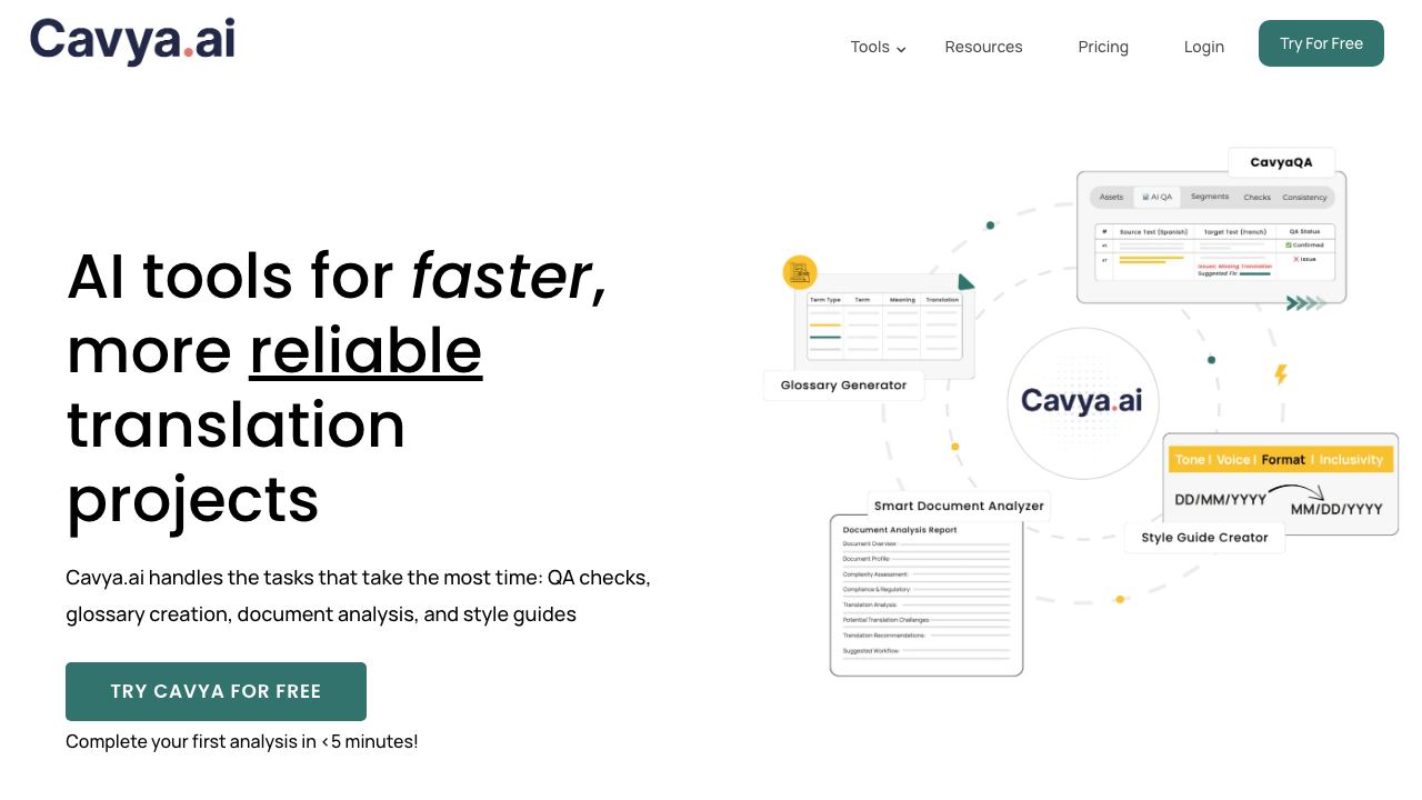 Cavya AI 网站截图