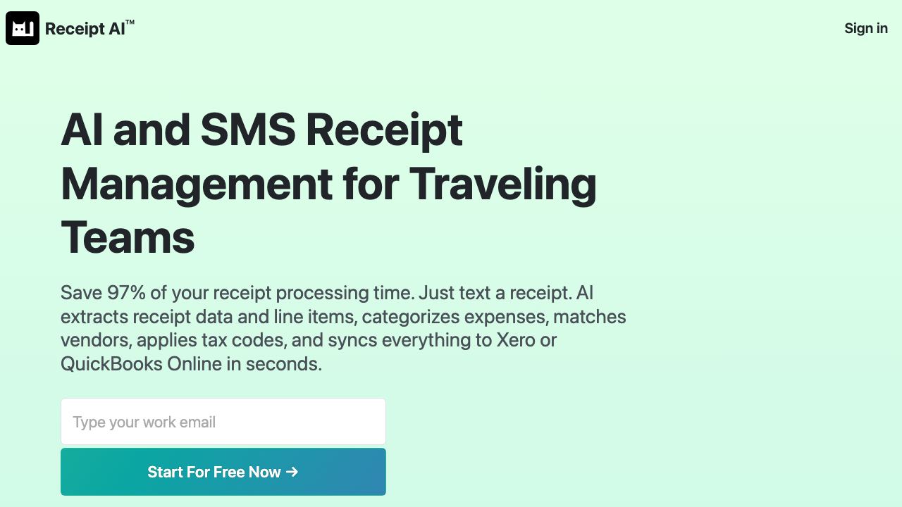 Receipt AI website screenshot