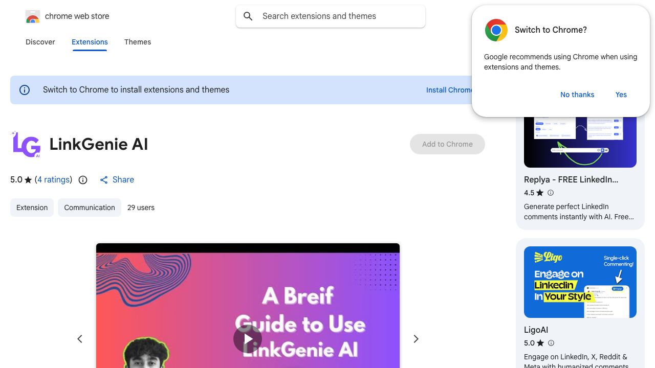 LinkGenie AI 网站截图