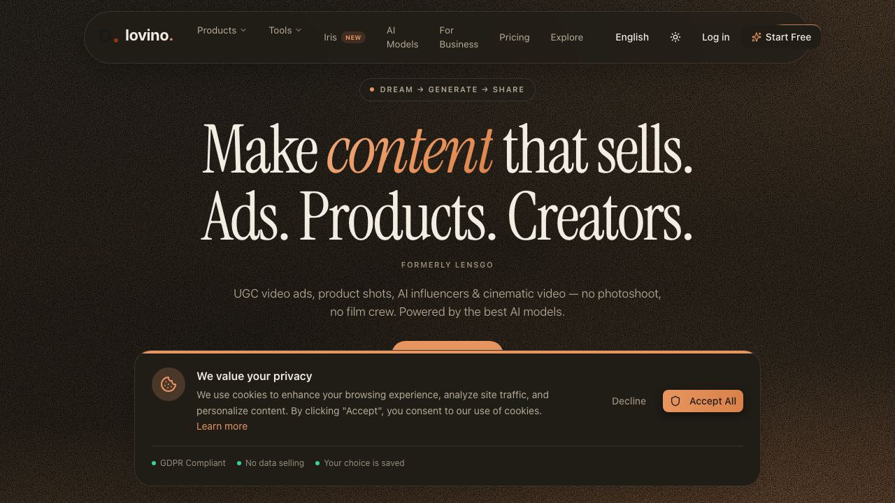 Lensgo website screenshot