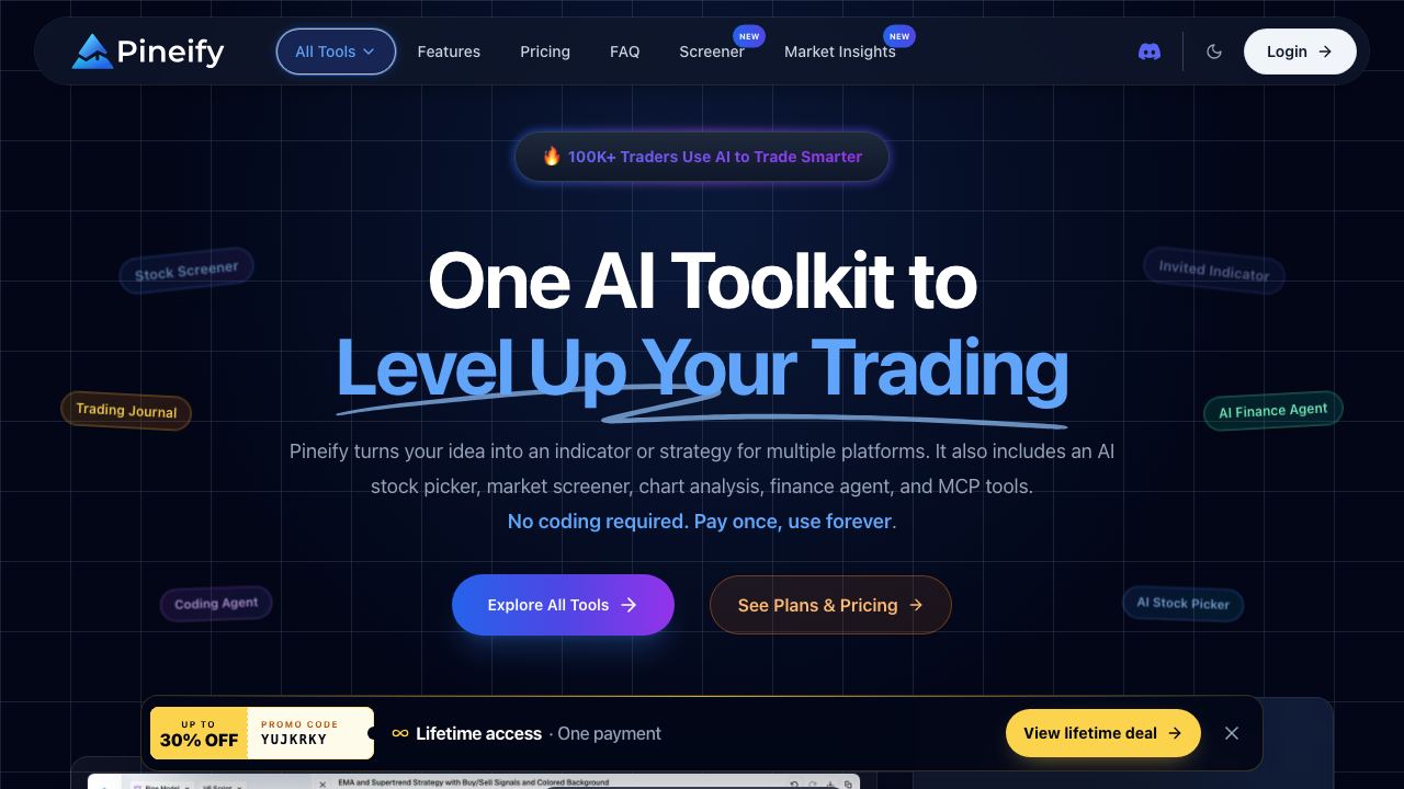 Pineify - Pine Script AI & Finance AI Agent 网站截图