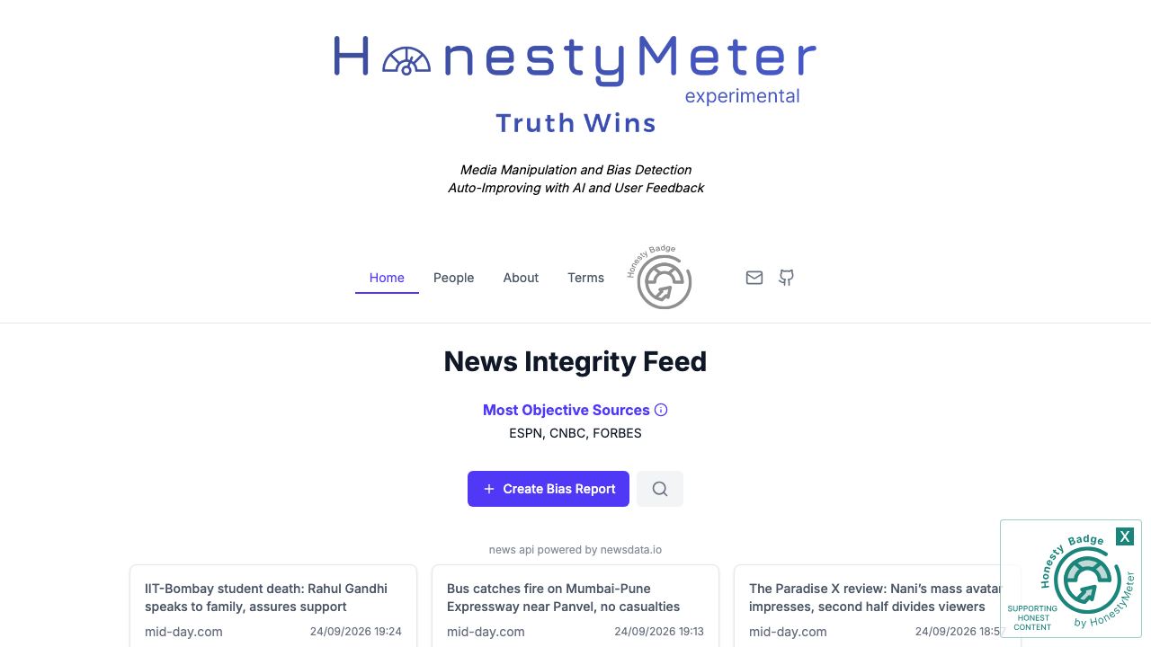 Honesty Meter 网站截图
