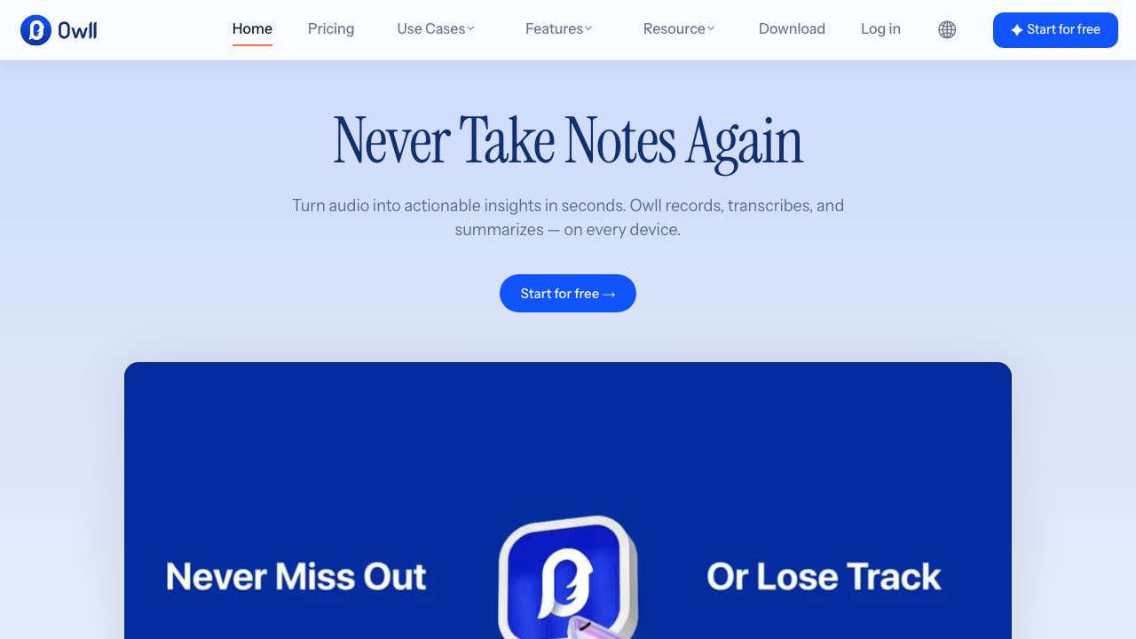 Owll website screenshot