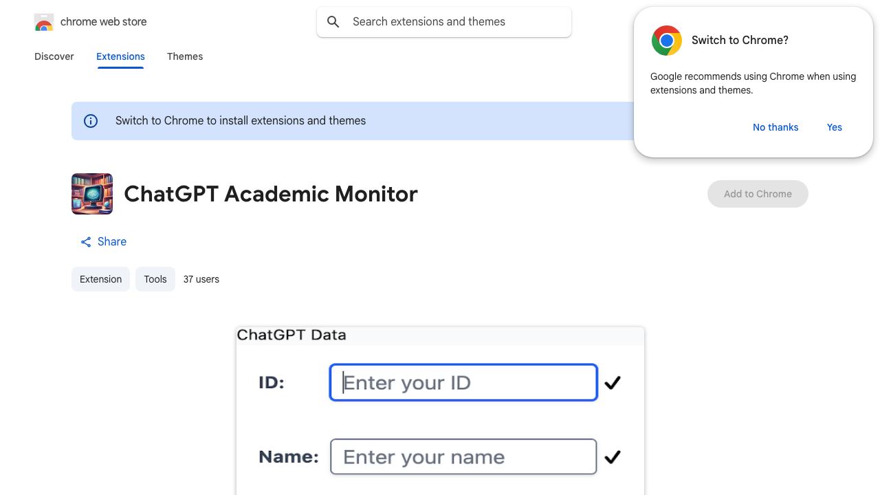 ChatGPT Academic Monitor 网站截图