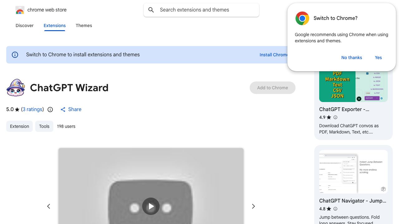ChatGPT Wizard website screenshot
