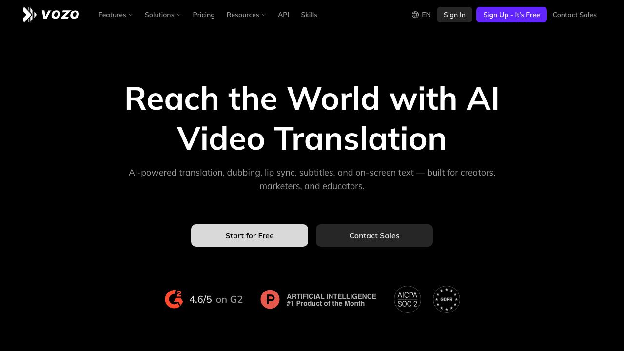 Vozo AI 网站截图