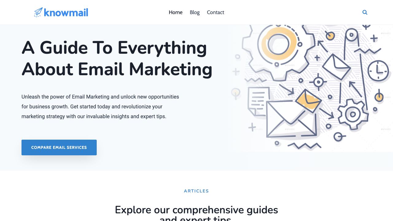 Knowmail website screenshot