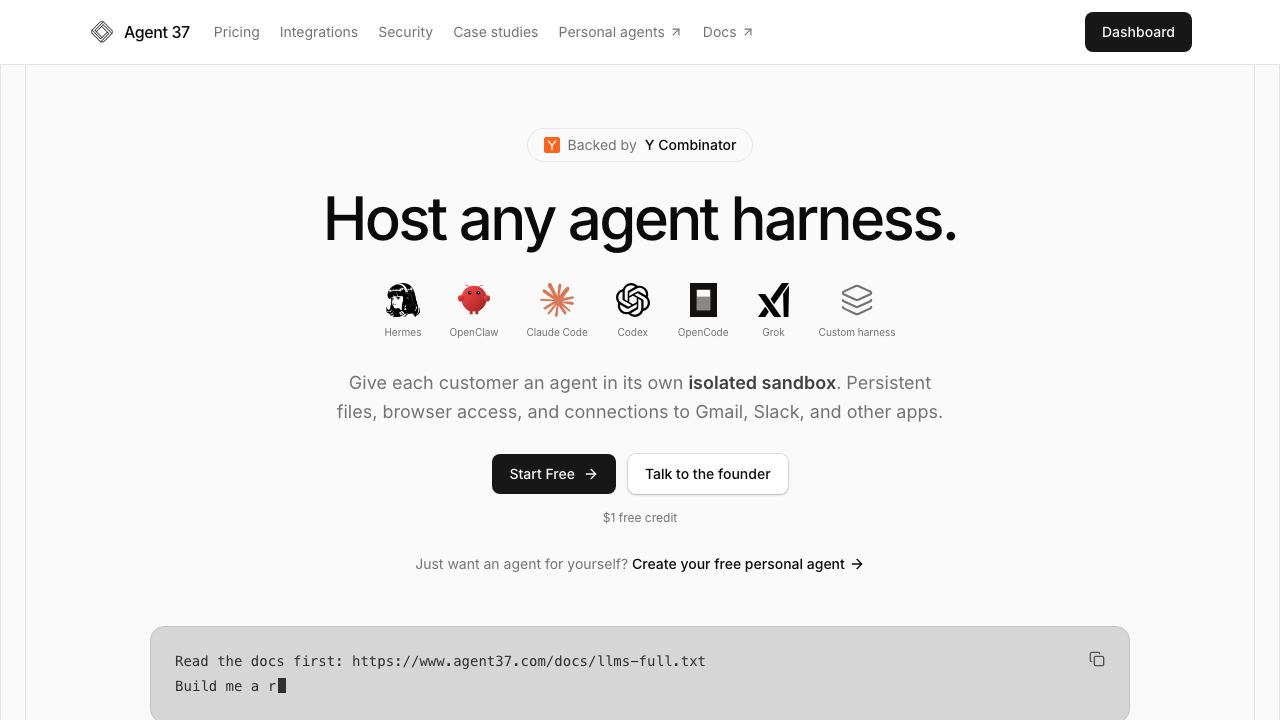 Agent 37 网站截图