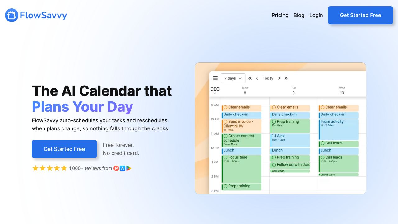 FlowSavvy website screenshot