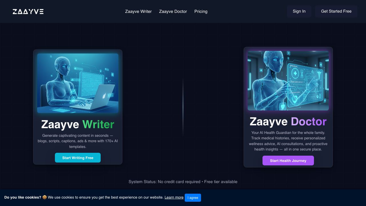 Zaayve AI 网站截图