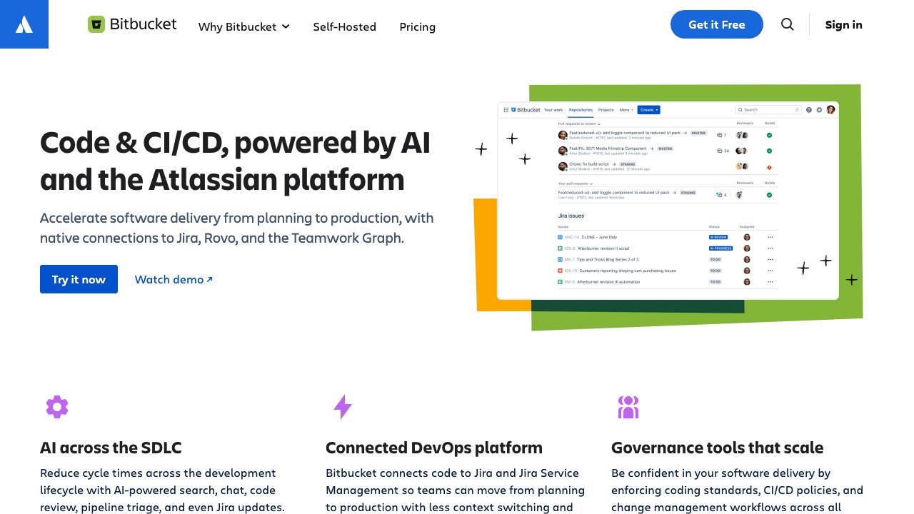 Bitbucket 网站截图