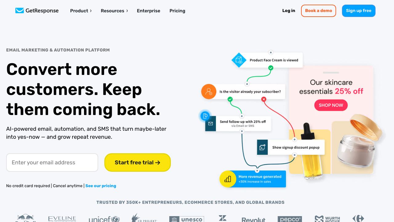 getresponse.fr website screenshot
