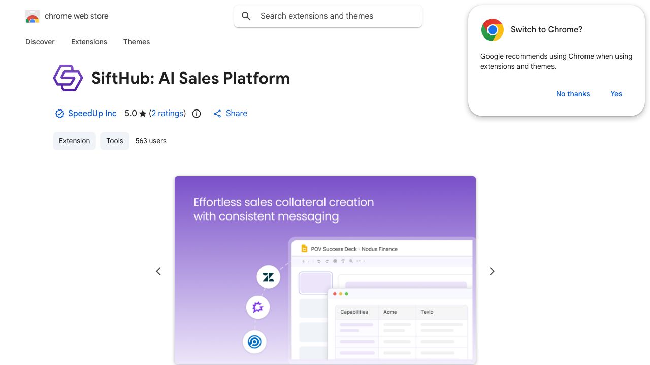 SiftHub: Sales Copilot 网站截图