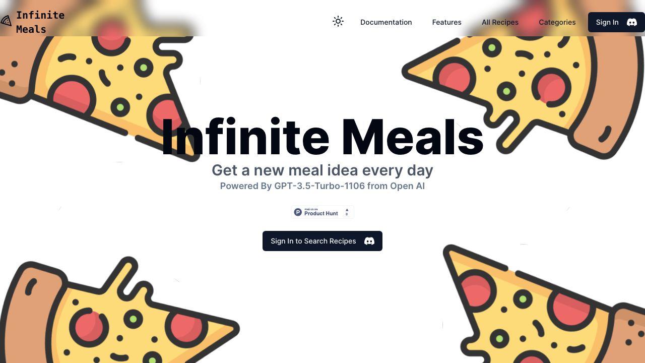 Infinite Meals 网站截图