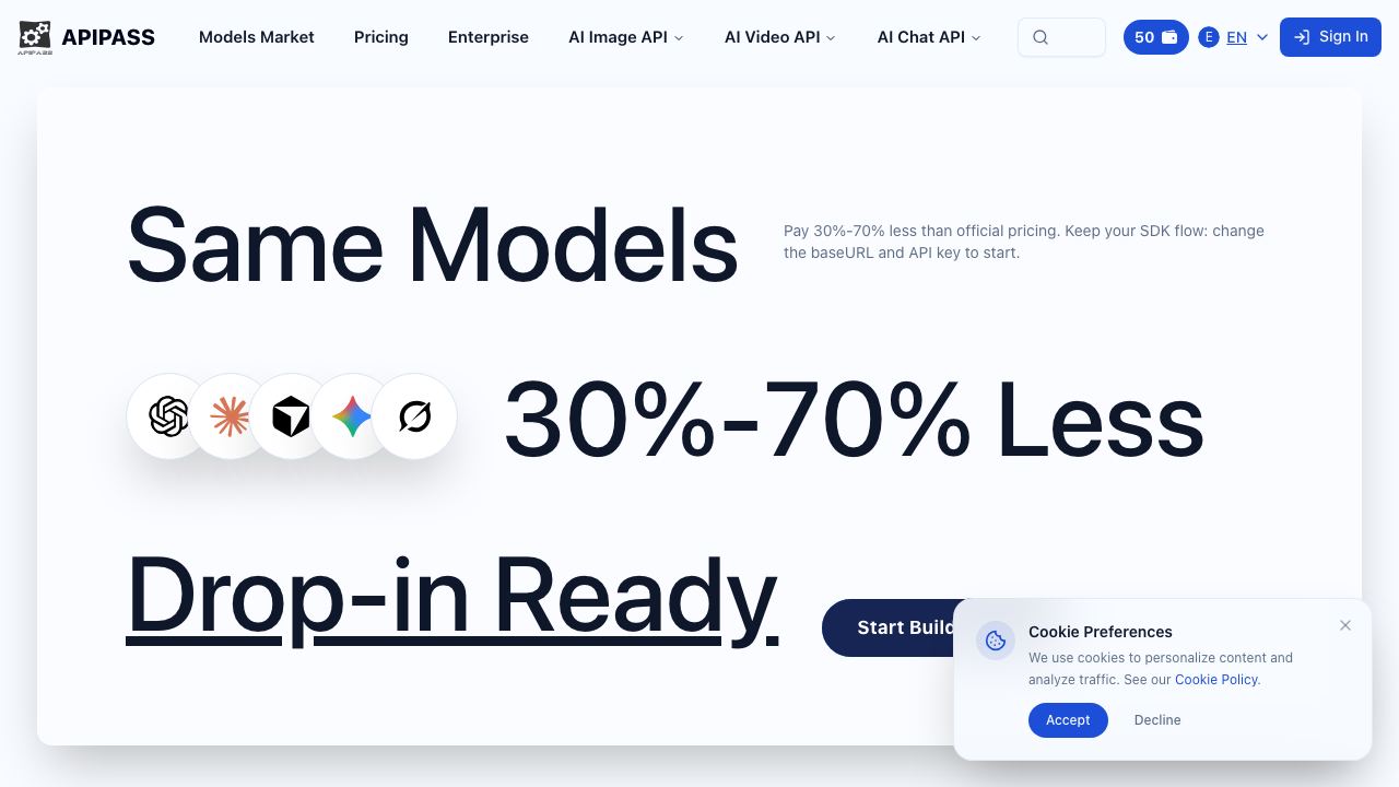 APIPASS API Marketplace 网站截图