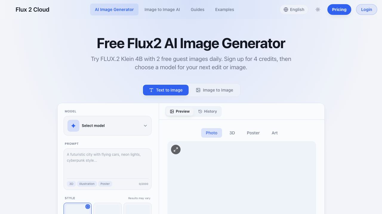 Flux 2 Cloud website screenshot