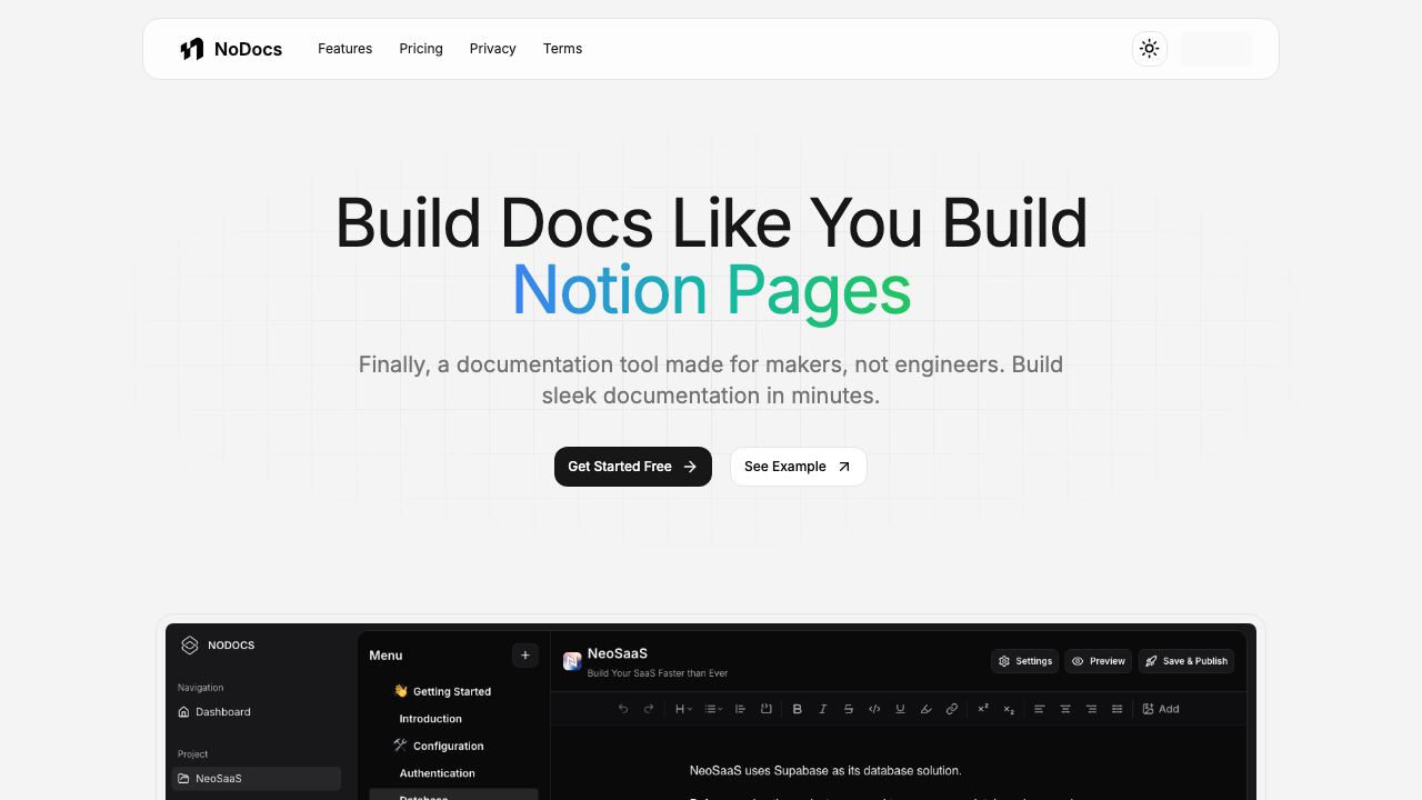 NoDocs 网站截图