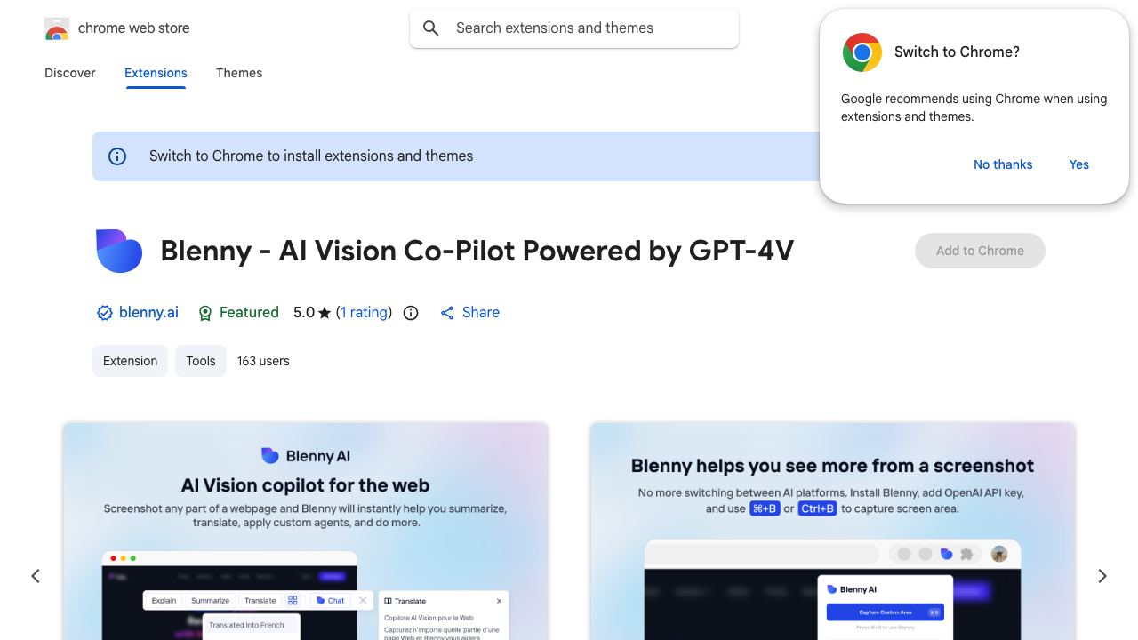 Blenny - AI Vision Co-Pilot Powered by GPT-4V 网站截图