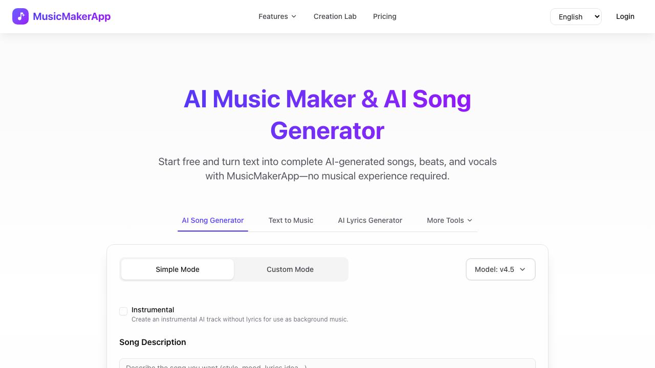 musicmakerapp website screenshot